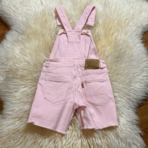 Levi’s Pink denim Shortalls Short Overalls 3T Girls - Picture 2 of 8